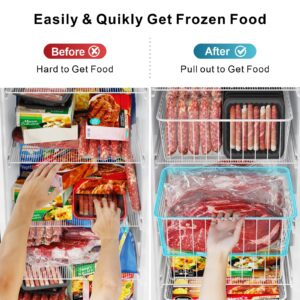 iSPECLE Upright Freezer Organizer Bins - 5 Pack Small Freezer Baskets for 5 / 6 / 6.5 / 6.8 / 7 cu.ft Upright Freezer Easy Get, Food No More Slide off, Allow Air Circulation for Quick Freezing, White