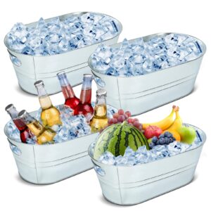 4pcs 4 gallon galvanized tub, beverage tub, ice buckets for parties with carry handles, drink buckets for parties, beverage tubs for parties, mimosa bar supplies