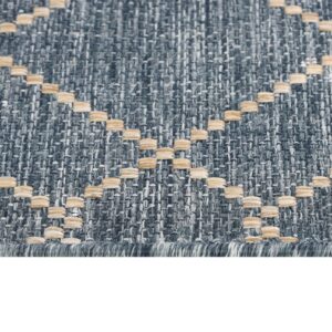 TAPISO Melissa Area Rug 4x6 ft - Indoor Outdoor, Geometric Stripes, Non-Shedding, Easy-Cleaning, Durable Carpet for Patio, Terrace, Living Room, Bedroom, Kitchen, Blue Beige (120x180 cm)