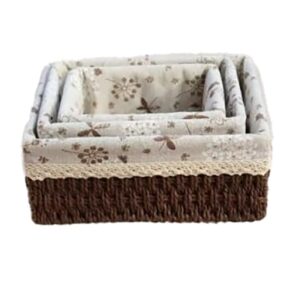 delectable garden wicker baskets (set of 3) for organizing and storage, cloth lined, quality home decor