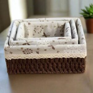 Delectable Garden Wicker Baskets (Set of 3) for organizing and storage, cloth lined, quality home decor