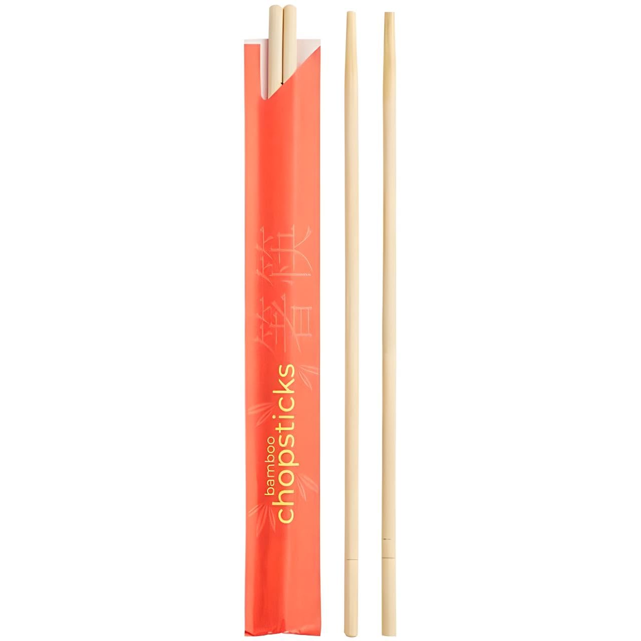 OCS Parts 9-Inch Bamboo Chopsticks | 100 Pairs | Individually Wrapped Natural Bamboo Chopsticks for Home and Commercial Use