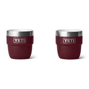 yeti rambler 4 oz stackable cup, stainless steel, vacuum insulated espresso/coffee cup, 2 pack, wild vine red