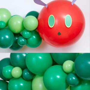 146Pcs Green Caterpillar Balloon Garland Kit, DIY Caterpillar and Fruit Birthday Balloon Arch with Dark Green, Fruit Green, Red Balloons for Hungry Caterpillar Theme Party,First Birthday Baby Shower