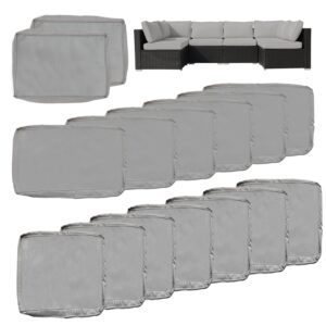 mehoodah 14 piece patio cushion covers replacement waterproof outdoor cushion covers replacement patio furniture cushion covers with zipper 25 * 25 * 3.15in(gray (only cover)