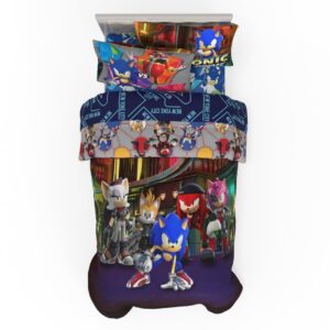 franco sonic the hedgehog prime anime kids bedding super soft comforter and sheet set, 4 piece twin size, (officially licensed product)