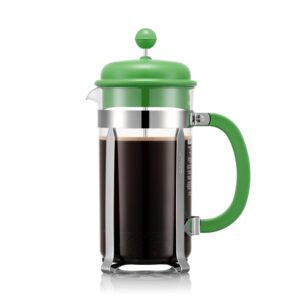 bodum 34oz caffettiera french press coffee maker with reusable stainless steel filter, bpa-free plastic carafe, apple green