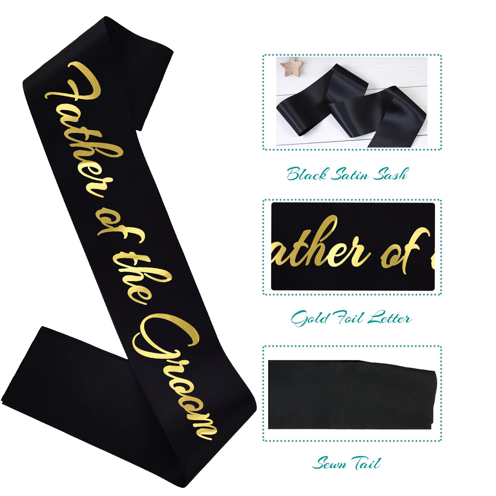 HUBEISIYU 2pcs Father of the Bride and Groom Sashes, Bridal Shower Sashes for Father of the Bride and Groom, Just Married Gift Engagement Accessories Wedding Party Supplies