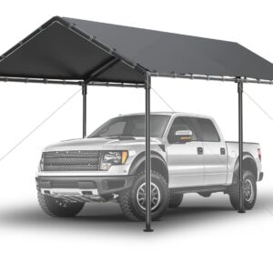 Outdoor Carport 10x20ft Heavy Duty Car Tent, Portable Garage Canopy Storage Shed, Car Shelter, All-Season Tarp Tent for Car, Party (GY)