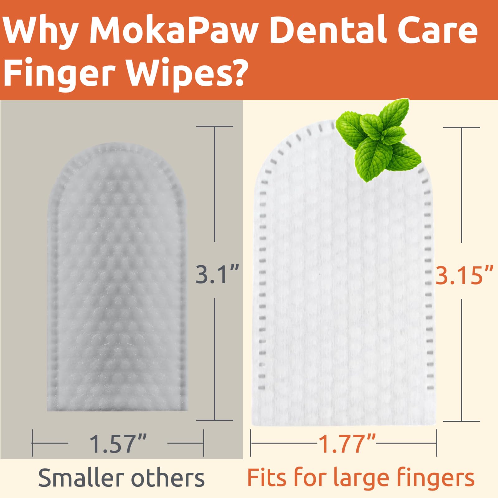 MokaPaw Dog Teeth Cleaning Wipes - Dog Tooth Wipes - Dental Wipes for Dogs Teeth - Cat Teeth Cleaning Wipes - Dog Teeth Wipes - Pet Dental Finger Wipes for Dogs and Cats - 40 Count