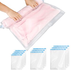 svaldo vacuum storage bags, 10 combo (3 large, 3 medium, 4 small), compression bags for travel, camping essentials, luggage packing, vacuum seal bags for clothing, blankets, no vacuum or pump needed