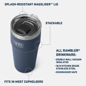 YETI Rambler 20 oz Stackable Tumbler, Stainless Steel, Vacuum Insulated with MagSlider Lid, Wild Vine Red