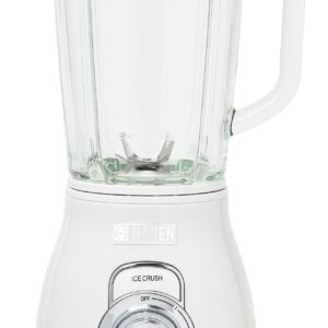 Haden Power Blender, 1.75 Liter Glass Jug, High Power 700W Motor, 5 Speed Settings, Pulse and Ice Crush Buttons, Stainless Steel, Ivory/Chrome