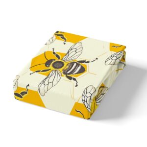 Feelyou Animal Bee Bedding Set Geometric Honeycomb Duvet Cover for Kids Boys Girls Animal Bee Comforter Cover Twin Size Bedspread Cover