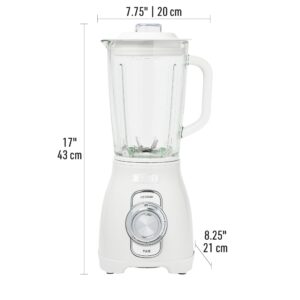 Haden Power Blender, 1.75 Liter Glass Jug, High Power 700W Motor, 5 Speed Settings, Pulse and Ice Crush Buttons, Stainless Steel, Ivory/Chrome