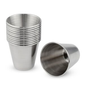 12 pack stainless steel shot drinking cups 1 ounce metal shot glasses espresso shot cup whiskey shot glass drinking tumbler for wine drinking vessel for home bar restaurant travel camping party (30ml)