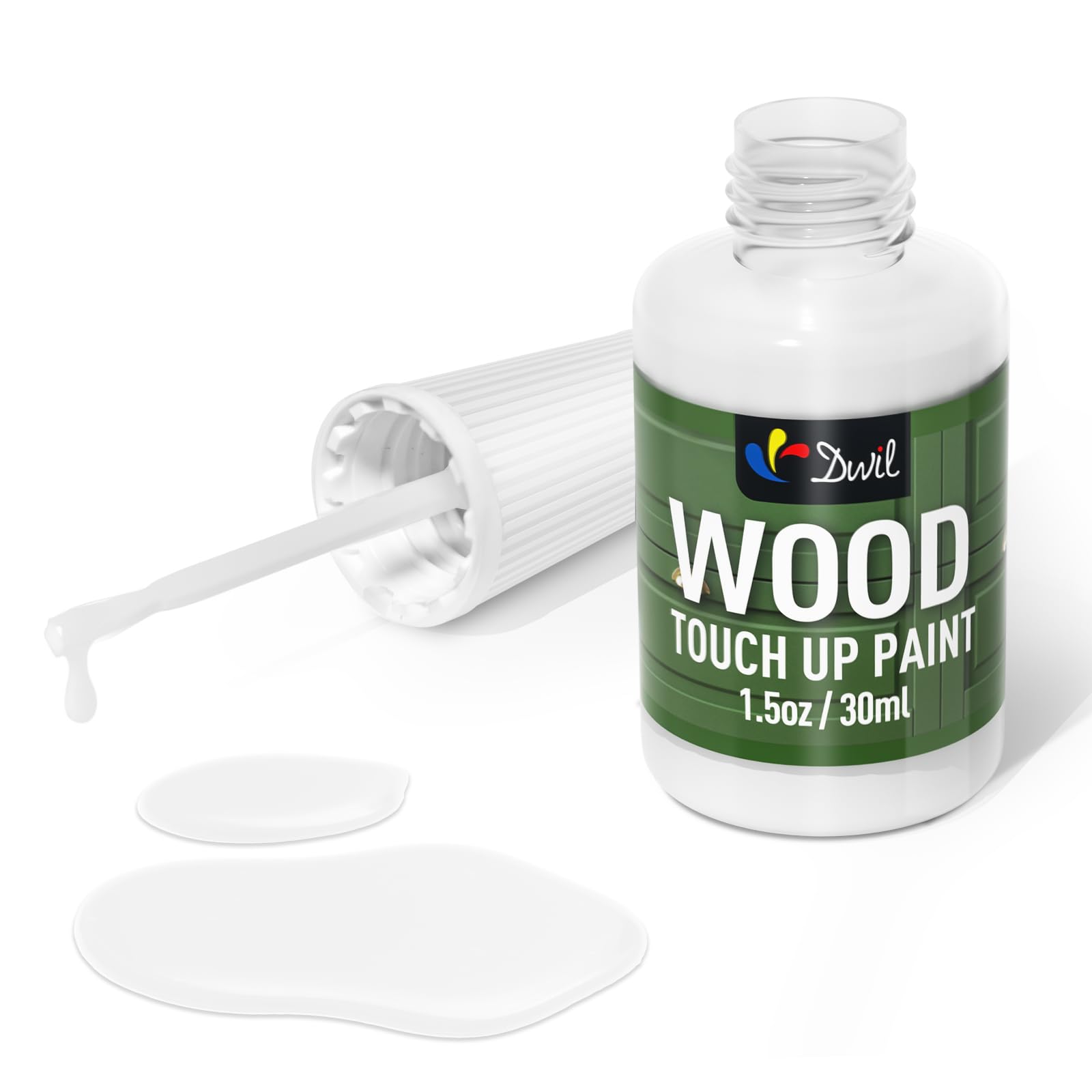 DWIL Wood Touch Up Paint - 1.5 Oz Touch Up Paint Pen for Wood Refinishing, Quick-Dry Wood Paint for Scratches,Chips and Spots on Furniture, Cabinets, Doors, Tables, and Dressers (White)