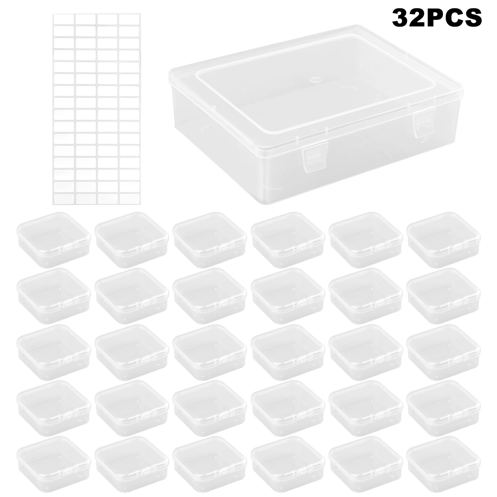 HINMAYGO Bead Organizer Box, 31pcs Small Bead Organizers, Storage Plastic Cases, Mini Plastic Containers, Clear Plastic Storage Boxes for Small Items Art Craft Jewelry Bead