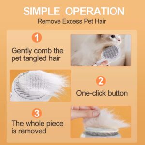 Miss pary Cat Brush Dog Brush, Designed To Remove Loose Fur, Tangles, Mats With Convenient Release Button Feature, Easly Removal Of Trapped Hair From Brush, Indoor Cats Dog Hair Grooming Tool, White