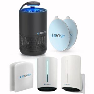 dropsky kit indoor flying insect trap - plug-in bug light trap for fruit flies, gnats and houseflies - odorless and mess free (1 big trap + 2 small traps + 4 glue cards)