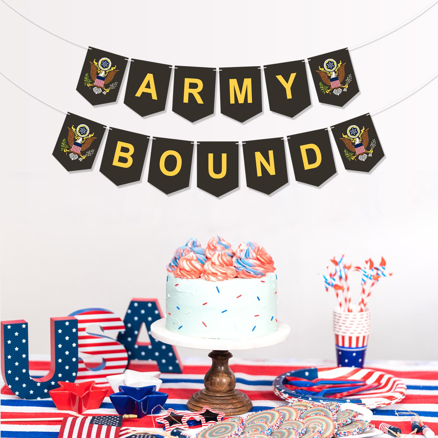 Military Army Bound Banner,Army Bootcamp Banner For Military Recruits Army Farewell Party Welcome Ceremony Party,Army Graduation Parties Retirement Party Decoration Supplies