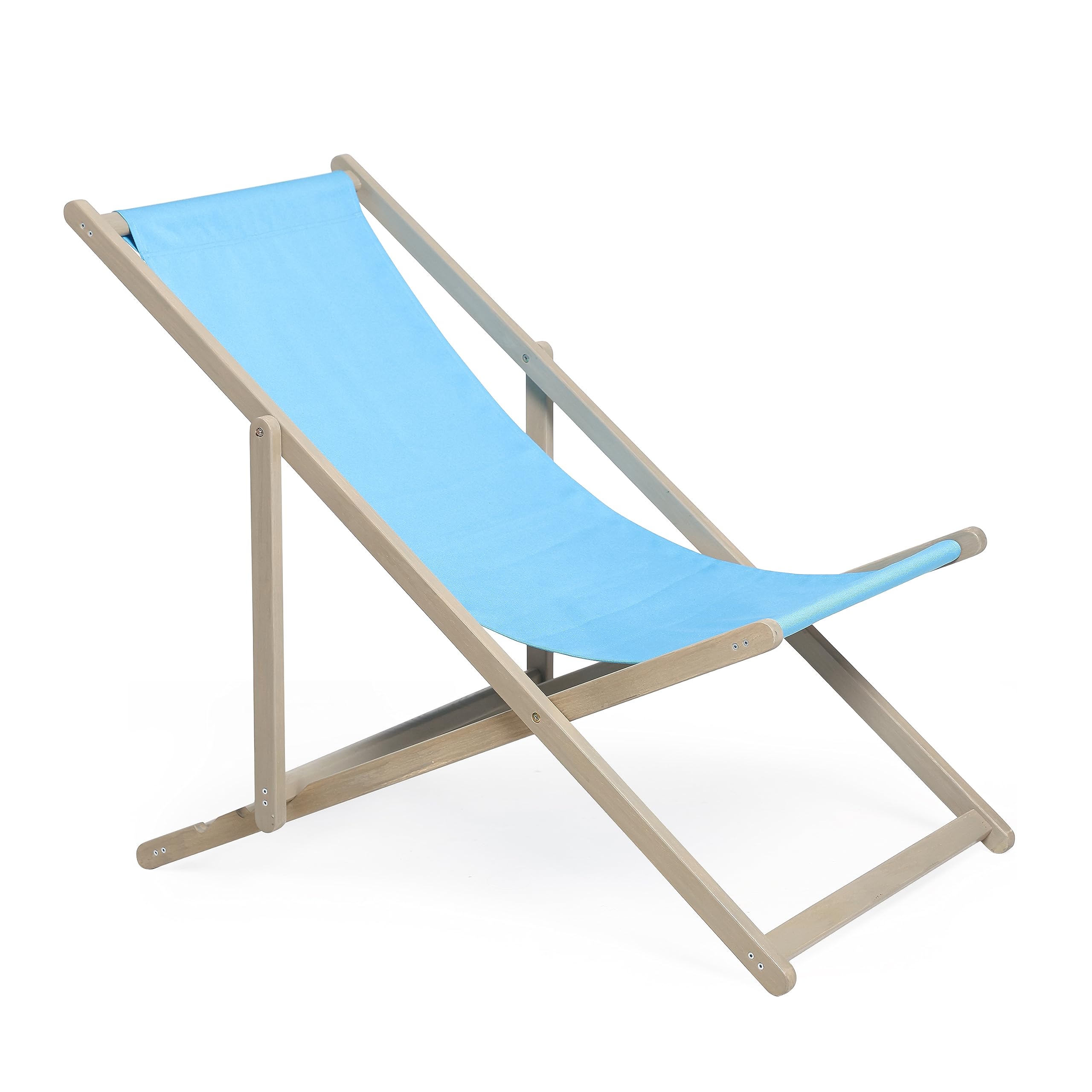 HarmoGZen Beach Sling Patio Chair Set of 2,Wooden Folding Outdoor Chairs for Outside 3 Level Height Adjustable, Portable Reclining Beach Chair