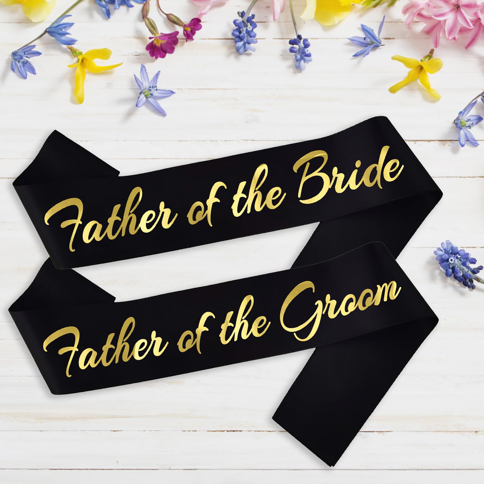 HUBEISIYU 2pcs Father of the Bride and Groom Sashes, Bridal Shower Sashes for Father of the Bride and Groom, Just Married Gift Engagement Accessories Wedding Party Supplies