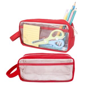 baruhari large capacity pen bag, organizer, multiple compartments, water resistant, for office, travel, arts and crafts(red)