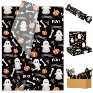 jarthenaamcs 100 sheet halloween tissue paper ghost pumpkin boo wrapping paper cute spooky art tissue for birthday trick or treat diy crafts, 14 x 20 inch