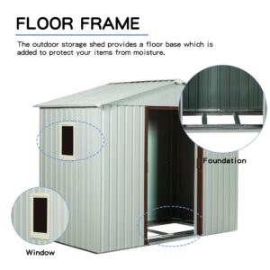 8ft x 4ft Outdoor Storage Shed Weather Resistant Sliding Doors Padlock Punched Vents Shed for Home Garden Backyard White