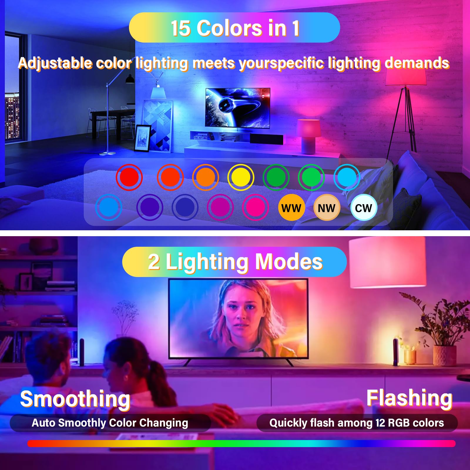 E12 Rechargeable Light Bulbs with Remote Control Timer and 15 Color Temperature,350LM,Removable Base,Magnetically,Battery Operated Light Bulbs,USB Fast Charging,Dimmer,for Non-Hardwired,2Packs