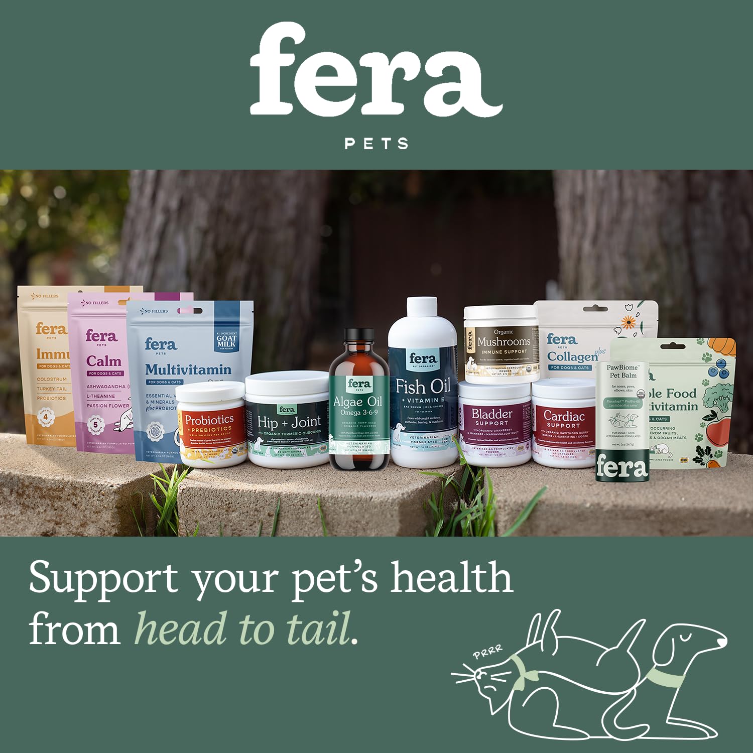 Fera Pet Organics Whole Food Multivitamin Cat and Dog Food Topper - Vet Created Cat & Dog Vitamins Plus Minerals, Micronutrients, Prebiotics and Probiotics – Powder Supplement - 3.7oz