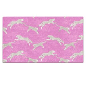 luvadian trendy hot pink preppy leopard door mat - pink welcome mat, pink door mat doormat outdoor indoor entrance, preppy room decor teen girls, pink dorm decor, 16x28 inch(cashmere)