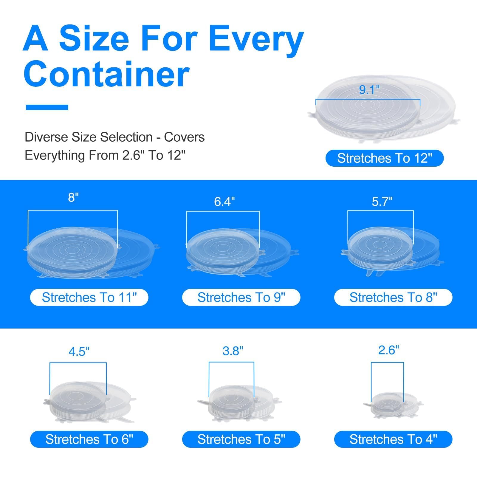 Aokinle Reusable Premium Silicone Stretch Lids for Food Storage,14 Packs With 7 Different Sizes, 100% Food Grade Silicone Microwave Cover,Silicone Covers For Bowls, Cans, and Round Container