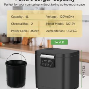 POWIFY Electric Compost Bin Kitchen 4L Capacity Composter Bins Outdoor Indoor with Tri-Blade, Smart Waste Dispenser Countertop Compost Machine with Lid Auto-Cleaning Cycle Odorless