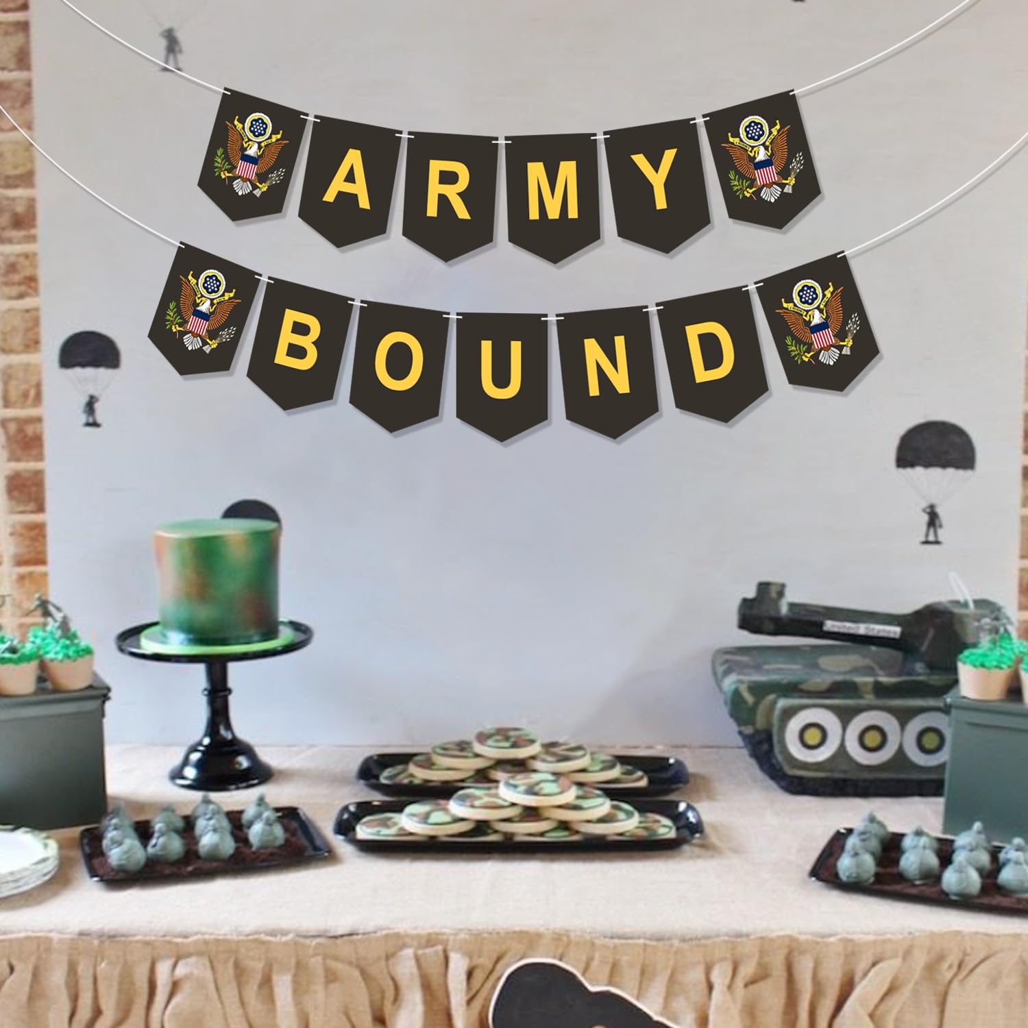 Military Army Bound Banner,Army Bootcamp Banner For Military Recruits Army Farewell Party Welcome Ceremony Party,Army Graduation Parties Retirement Party Decoration Supplies