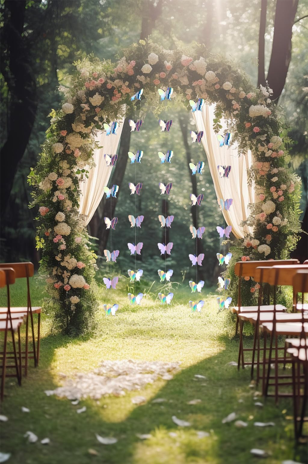 Goresory 4Piece Butterfly Hanging Garlands 3D Laser Butterfly Streamers Decoration for Wedding Birthday Party Bridal Shower Decorations (Laser)