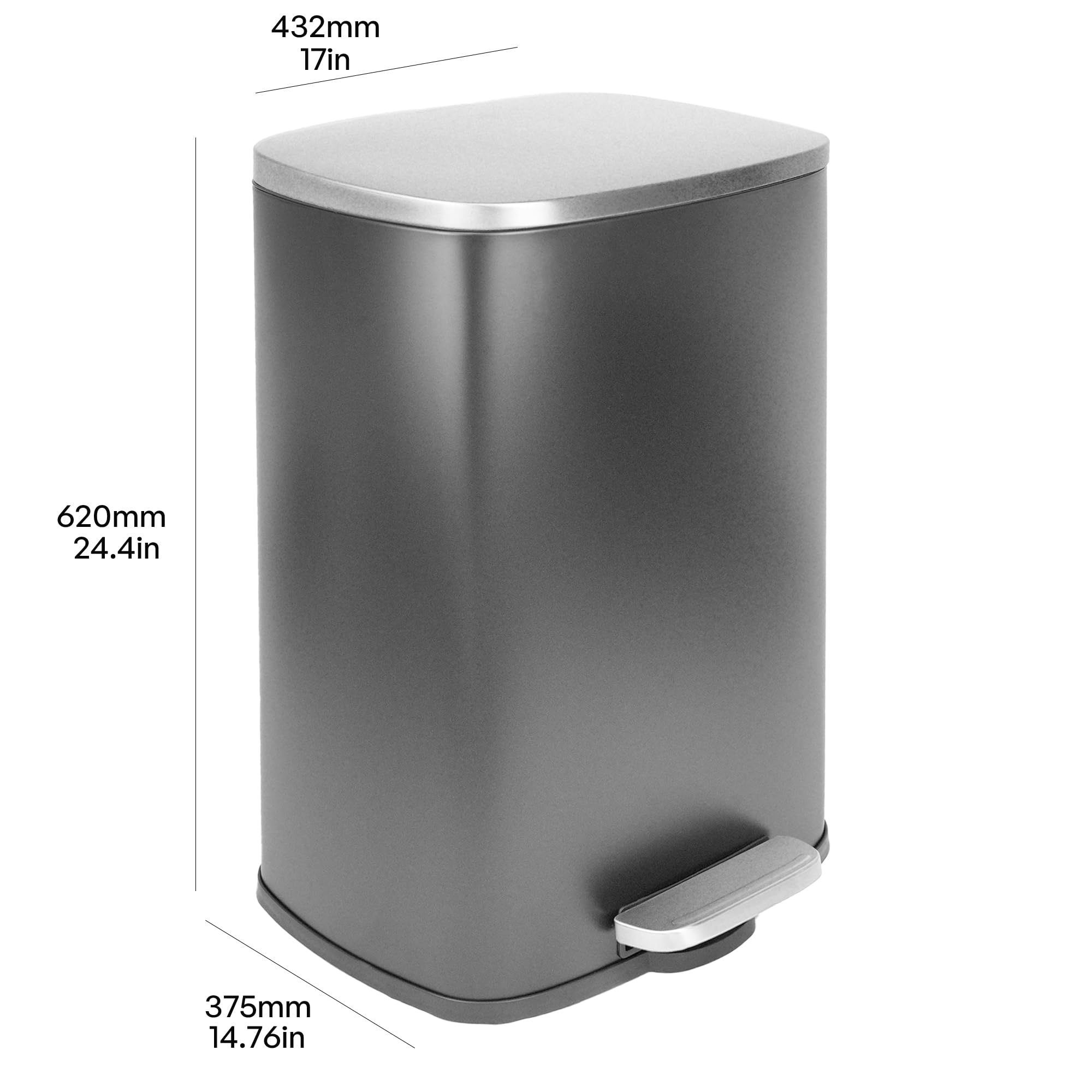 TARUNMO Garbage Can 13 Gallon Tall Kitchen Soft Close Lid,Stainless Steel Trash Can 13 Gallon Step-on,50 Liter Trash Can Commercial, Trash Can Kitchen 13 Gallon Fingerprint-Resistant