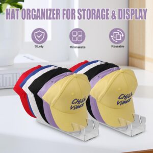 Hat Rack for Baseball Cap 2 Pack Hat Organizer for 14 Baseball Caps Acrylic Hat Stand for Display Organizer Storage Hat Holder for Closet/ Wall/ Dresser/ Showcase - Easy Grab | Ideal Gift | No Install