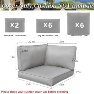 Mehoodah 14 Piece Patio Cushion Covers Replacement Waterproof Outdoor Cushion Covers Replacement Patio Furniture Cushion Covers with Zipper 25 * 25 * 3.15in(Gray (Only Cover)