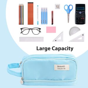 BARUHARI Large Capacity Pencil Case, Pen Bag, Stationery Storage Kit, Multiple Compartments, Office Travel Pouch, Arts and Crafts Supplies Organizer (DARK BLUE)