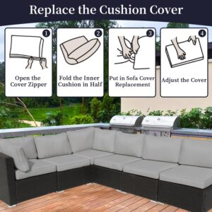 Mehoodah 14 Piece Patio Cushion Covers Replacement Waterproof Outdoor Cushion Covers Replacement Patio Furniture Cushion Covers with Zipper 25 * 25 * 3.15in(Gray (Only Cover)