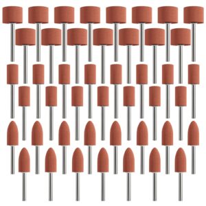 sanding bits for dremel rotary tool, grinding stone sanding drill bits with 1/8" shank, 3 shape aluminium oxide sanding accessories meet more needs to metal rust removal/smoothing/sharpening, 45pcs