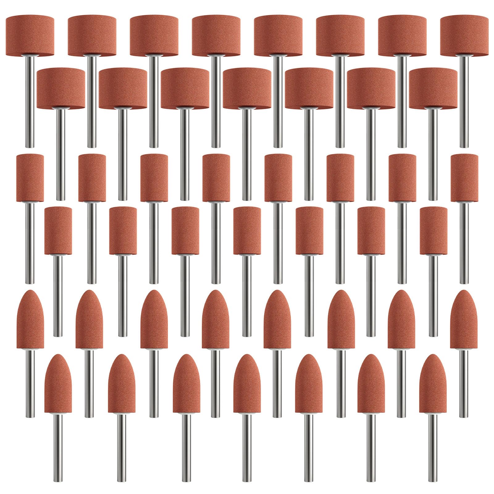 Sanding Bits for Dremel Rotary Tool, Grinding Stone Sanding Drill Bits with 1/8" Shank, 3 Shape Aluminium Oxide Sanding Accessories Meet More Needs to Metal Rust Removal/Smoothing/Sharpening, 45Pcs