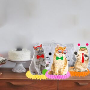 British Shorthair Cat Honeycomb Centerpieces 12Pcs Cat Birthday Party Decorations Cute Cat Party Table Decorations for Cat Themed Kitten Birthday Party Supplies