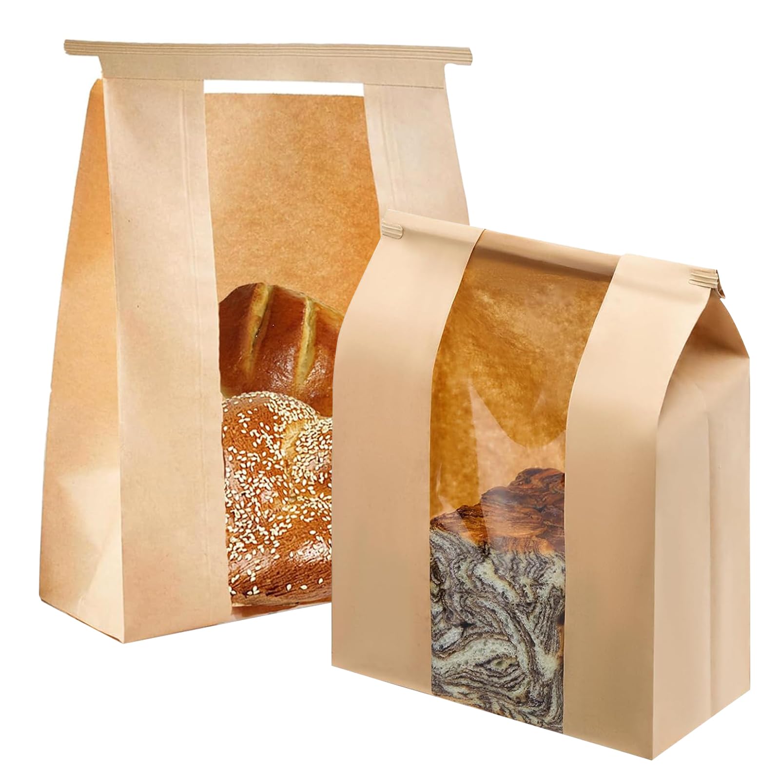 60 Pack Bread Bags for Homemade Bread Sourdough Bread Bags with Tin Strip Large Bakery Bags with Window Paper Bread bags