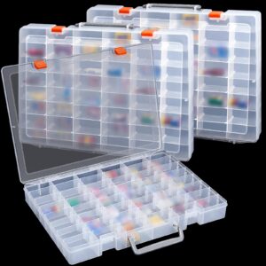 juexica 3 pcs 48 grids clear plastic organize box with removable dividers toy collector box transparent compartment container storage for toy jewelry craft bead (box only)