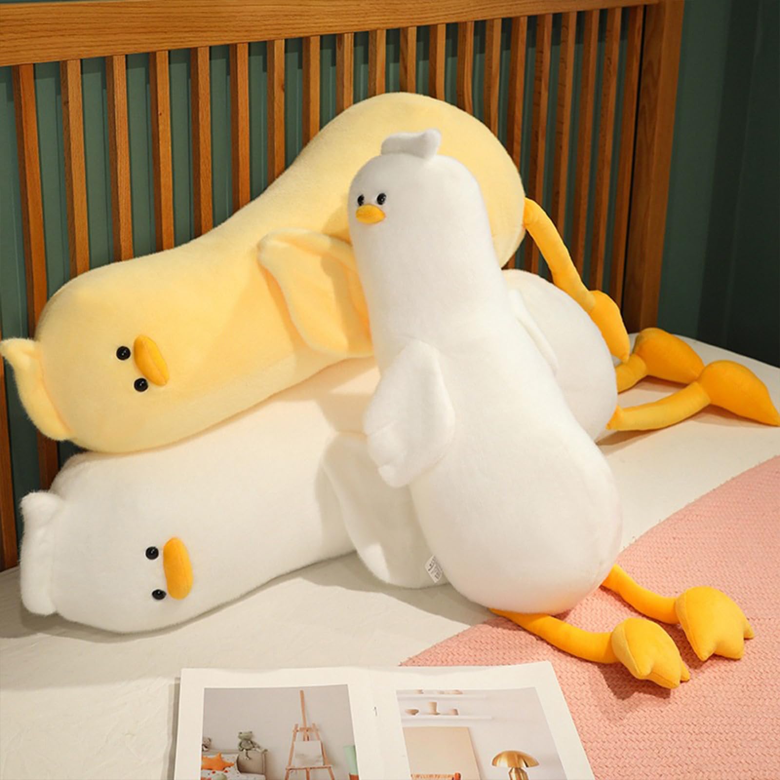 PEACH CAT Long Duck Plush Pillow Cute Duck Stuffed Animal Toy Gift for Kids Girls Boys Yellow 32.2"