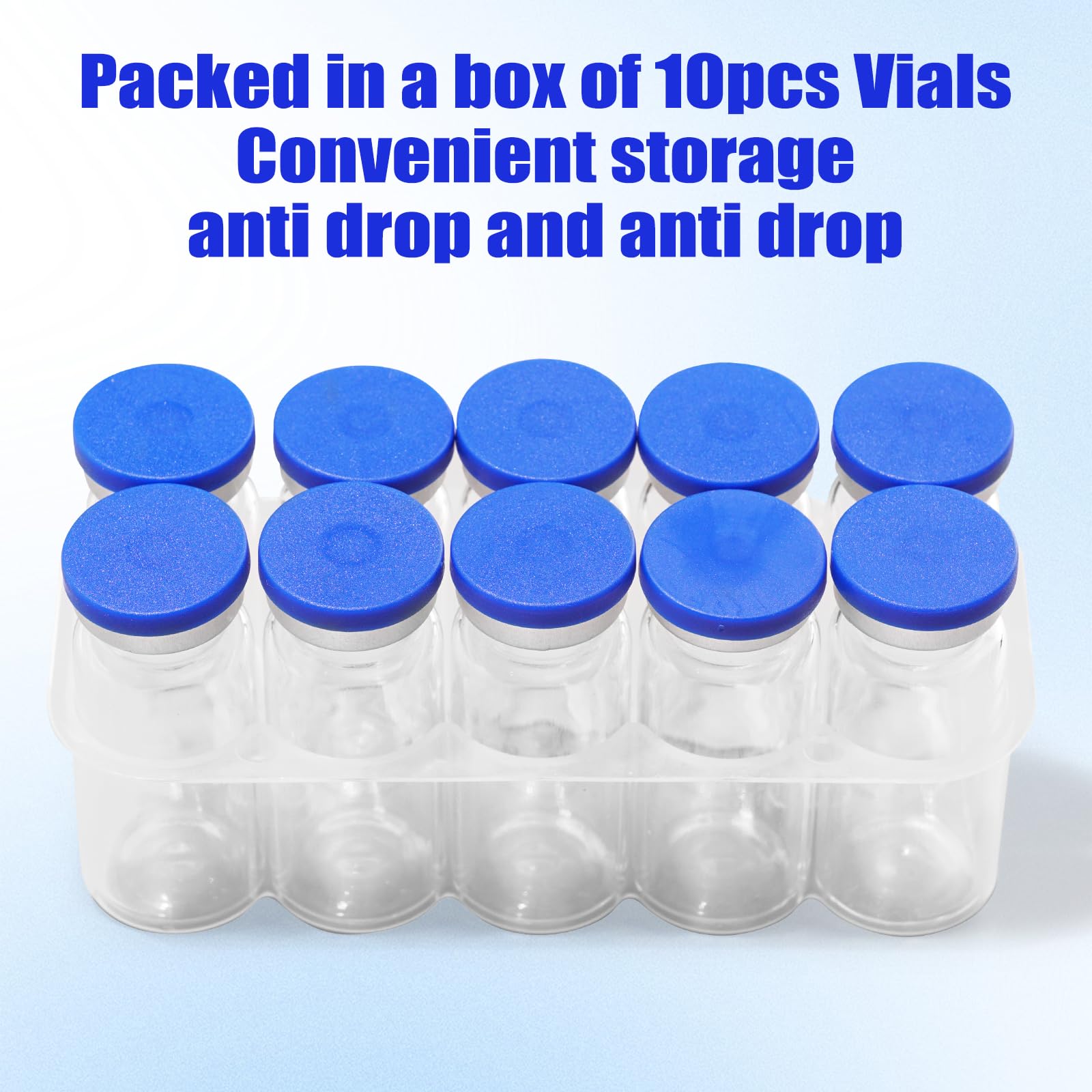 otwooi 10ml Sealed Empty Vials for Injection, Transparent Glass Vials Self-Healing Injection Port, Liquid Sample Storage Vial with Caps(10pcs)