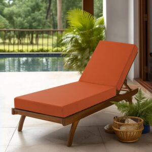 Codi Lounge Chair Cushion, Outdoor Chaise Cushions for Pool, Double Waterproof Fabric, 70 x 22.5 x 3.5 Inch Spice